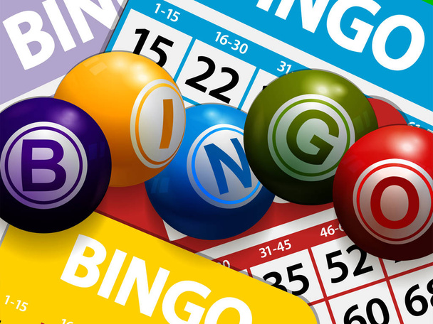 3D Bingo pallot bingo kortteja
 - Vektori, kuva