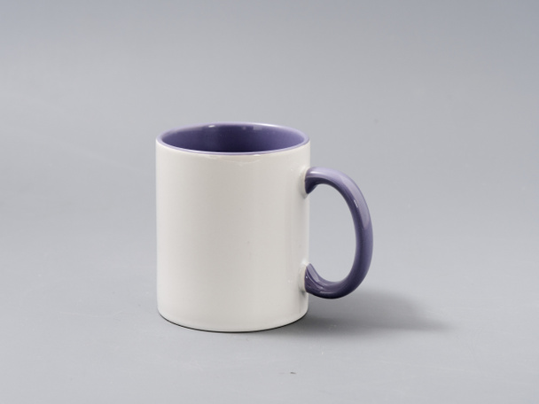 colored cups for sublimation in composition on a gray background - Photo, Image