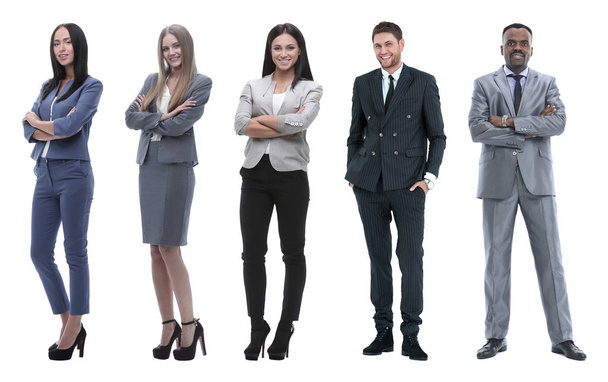 Collage of business people on white background - Photo, Image