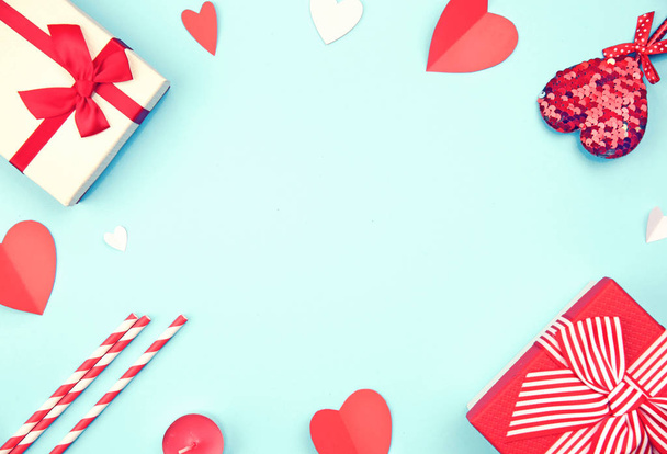 Valentine's day background,gift boxes,confetti,copy space. - Foto, immagini