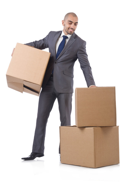 Businessman with boxes - Фото, зображення