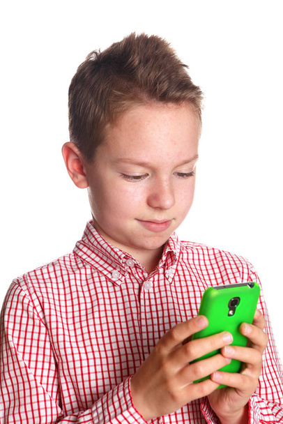 boy with smartphone  at the daytime  - Φωτογραφία, εικόνα