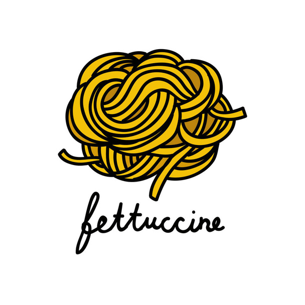 fettuccine pasta doodle icoon, vector illustratie - Vector, afbeelding