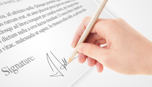 Ruční psaní osobního podpisu na papírový formulář - Fotografie, Obrázek
