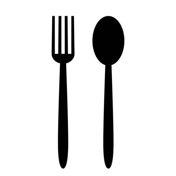 Fork and spoon silhouettes drawn - Vector, Image