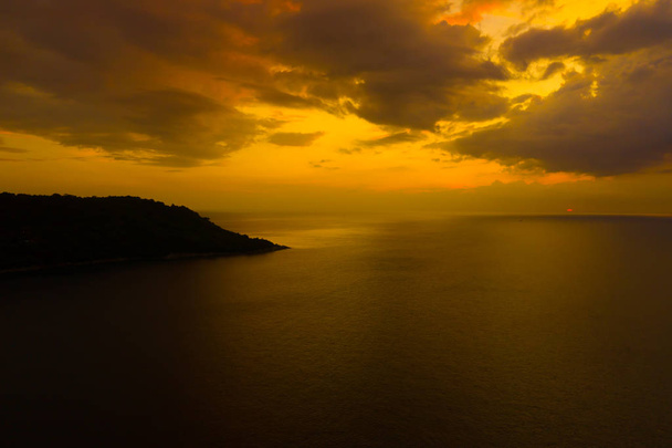 Aerial view of sunset over the sea , Phuket, Thialand. Sunset of - Photo, Image