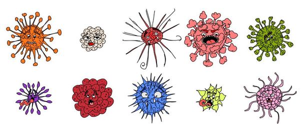 hauskoja hahmoja mikrobeja ja viruksia. uusi
 - Vektori, kuva
