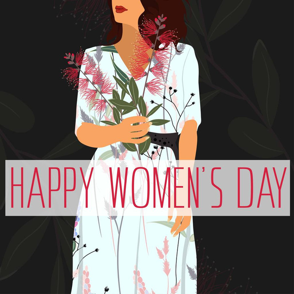 Χαρούμενη Μέρα Μητέρας. Παγκόσμια Ημέρα της Γυναίκας. Εικονογράφηση με γυναίκες και λουλούδια. Στοιχείο σχεδιασμού για κάρτα, αφίσα, πανό και άλλη χρήση. - Διάνυσμα, εικόνα
