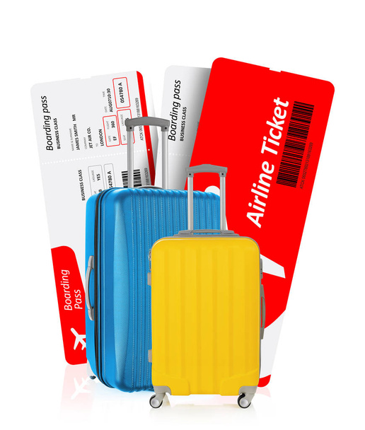 Airplane tickets and luggage - Photo, Image