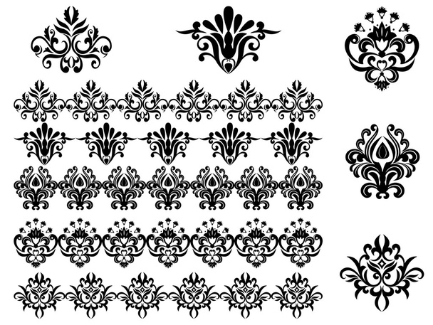 Flower patterns and borders - Vektori, kuva