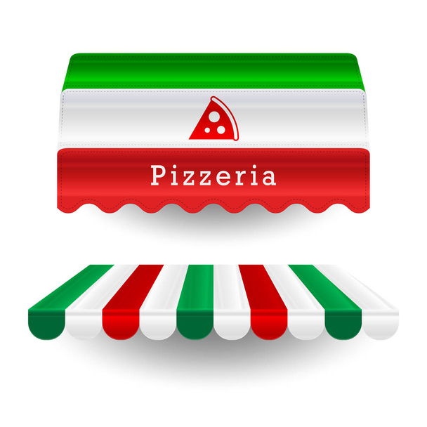 Pizzeria awnings. Italian food vector design elements in the colors of the italian flag - Διάνυσμα, εικόνα