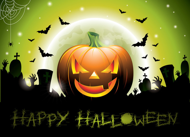 Vector illustration on a Happy Halloween theme with pumkin. - Vettoriali, immagini