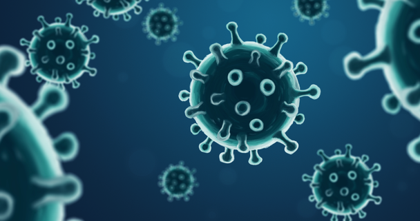 Abstract Virus illustration on a blue background. - Footage, Video