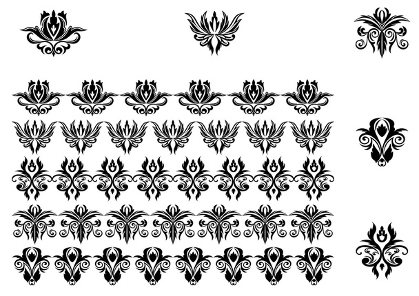 花のパターンと枠線 - ベクター画像
