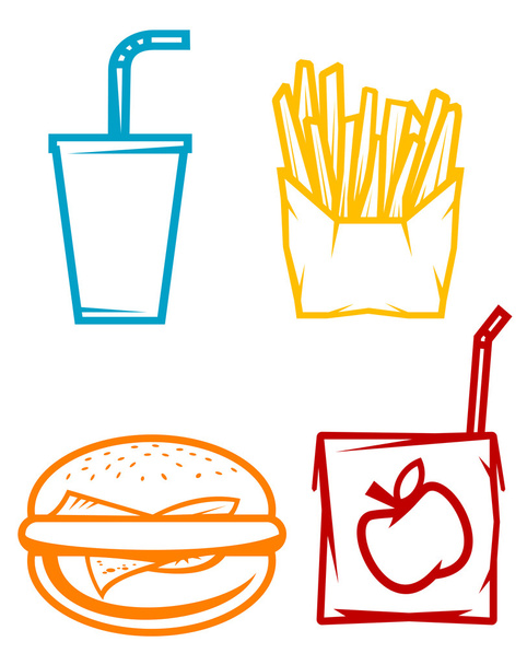 Símbolos de comida rápida
 - Vetor, Imagem