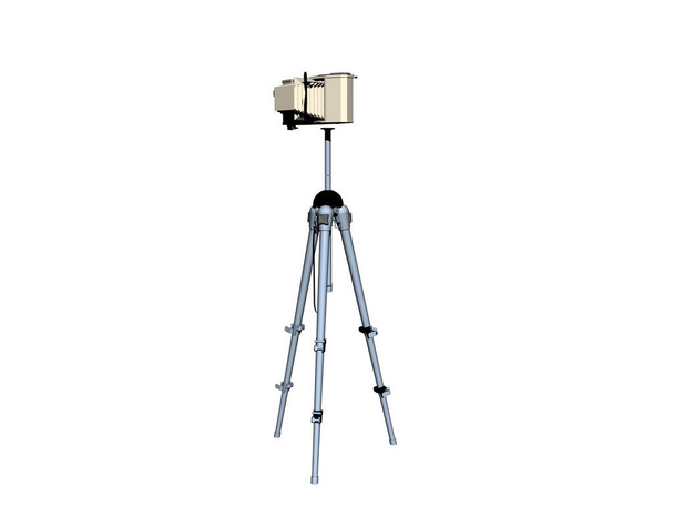 photo of a tripod with a camera on a white background - Φωτογραφία, εικόνα