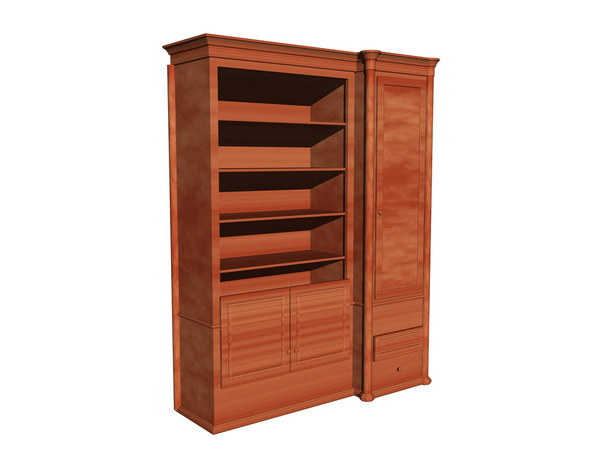 3d render of a wooden cabinet isolated on white background - Foto, afbeelding