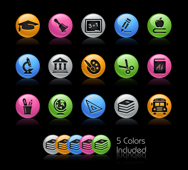 School and Education Icon set - Gelcolor Series - Vector, Imagen
