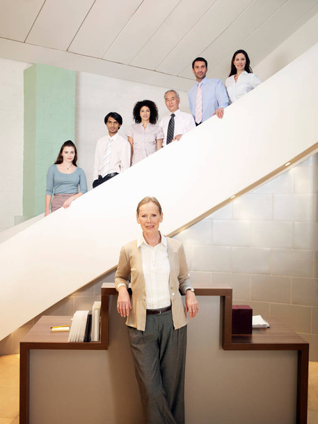 Portrait of office workers on stairs - Zdjęcie, obraz