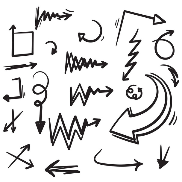 Set di frecce vettoriali disegnate a mano scarabocchiare su sfondo bianco. elemento di design vettoriale illustrazione doodle
 - Vettoriali, immagini
