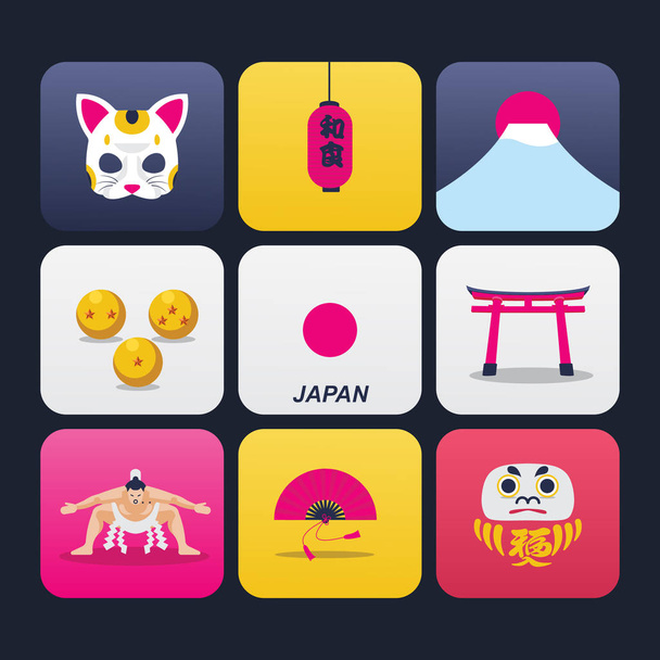 Icono de vector de ilustración de estilo japonés con colores frescos. Bueno para el logotipo, iocn, etc.
. - Vector, Imagen
