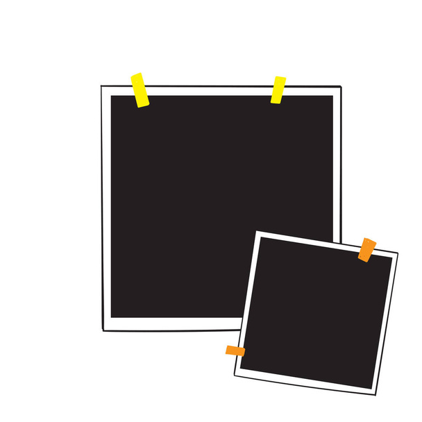 Cornice fotografica disegnata a mano con nastro adesivo di diversi colori e illustrazione a clip di carta con doodle vettore stile cartone animato
 - Vettoriali, immagini