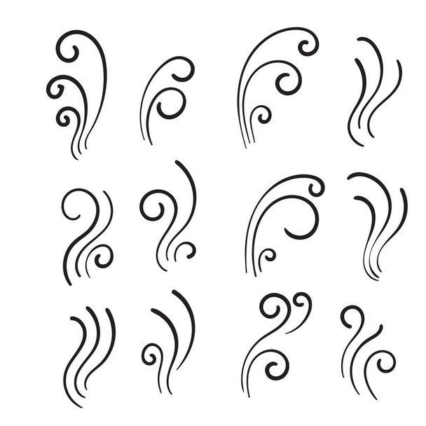 hand drawn Aromas vaporize icons. Smells vector line icon set, hot aroma, stink or cooking steam symbols, smelling or vapor, smoking or odors signs - Vetor, Imagem