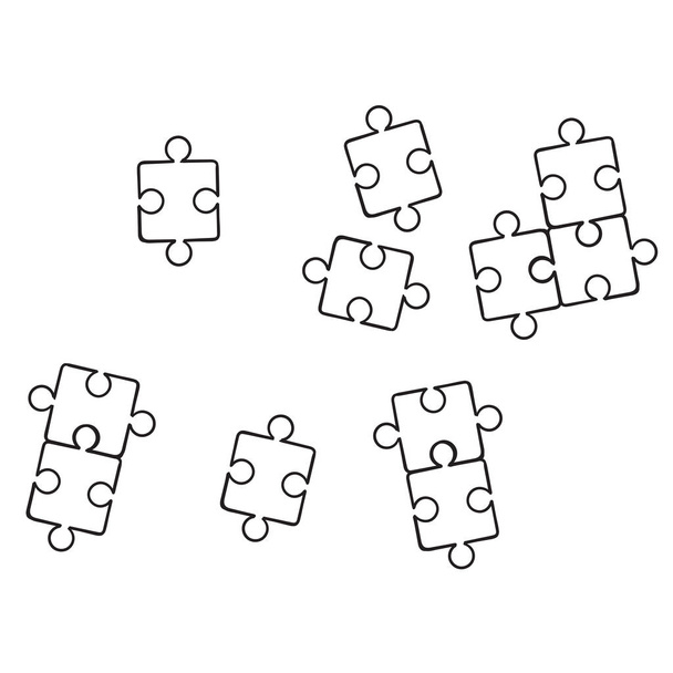 hand drawn jigsaw puzzle element illustration with doodle style - Vector, Image