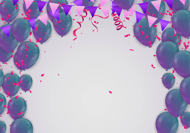 Ilustração de balões de festa vetorial. Confetti cartão de saudação desi
 - Vetor, Imagem
