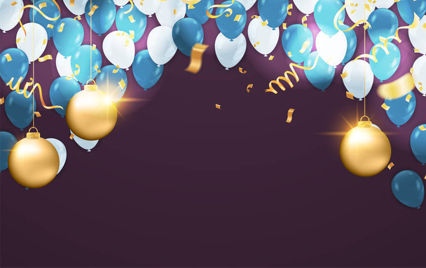 Palloncino illustrazione vettoriale di felice anno nuovo oro e nero col
 - Vettoriali, immagini