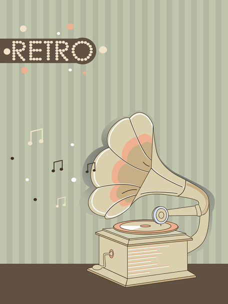 Retro gramophone - Vector, Image