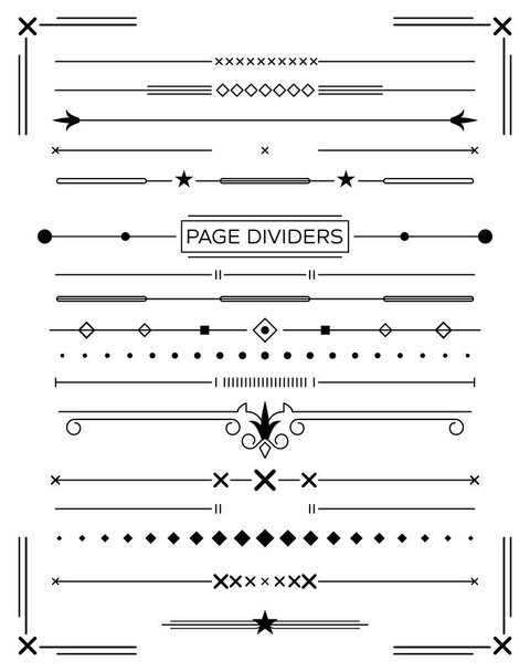 Set van Retro decoratieve pagina Dividers en ontwerpelementen. - Vector, afbeelding