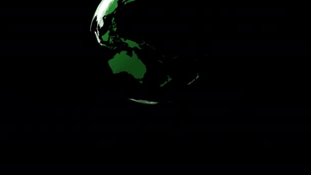 Відсутня планета з зеленими континентами, що з'являються і обертаються на верхній частині чорного екрану
. - Кадри, відео