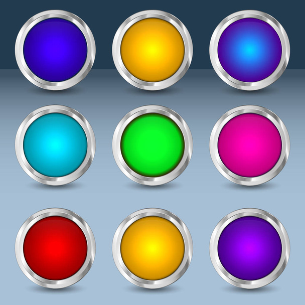 Colorful set of circle buttons. Vector illustration, EPS 10 - Foto, Imagen