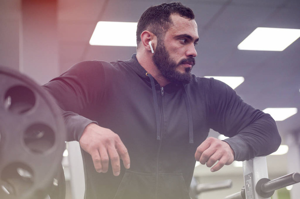 healthy strong young bearded tired sport mindful man during rela - Foto, Imagem