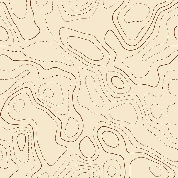 Amazing topography Actual topographic map Seamless design authentic tileable isolines pattern - Vector, Image