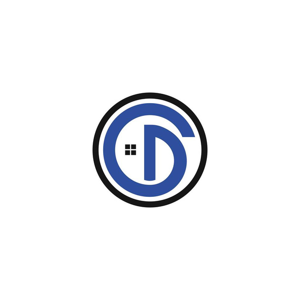 Modelo inicial de design de vetor de logotipo gd ou dg
 - Vetor, Imagem