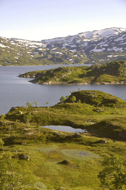in the highlands of haukelifjell between roldal and vinje on the e134 in norway. - 写真・画像