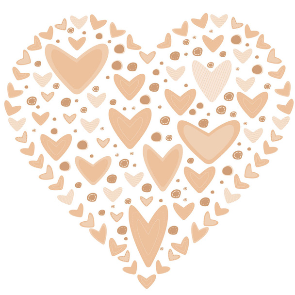 Love concept of lots of pastel colors hearts in the shape of a heart on white background - Photo, Image