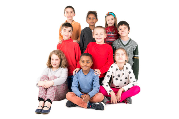 Group of happy children posing isolated in white - Fotoğraf, Görsel