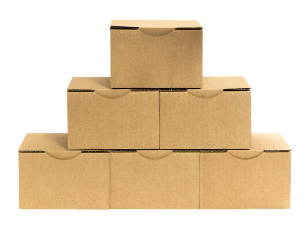 brown cardboard boxes isolated on white - Φωτογραφία, εικόνα