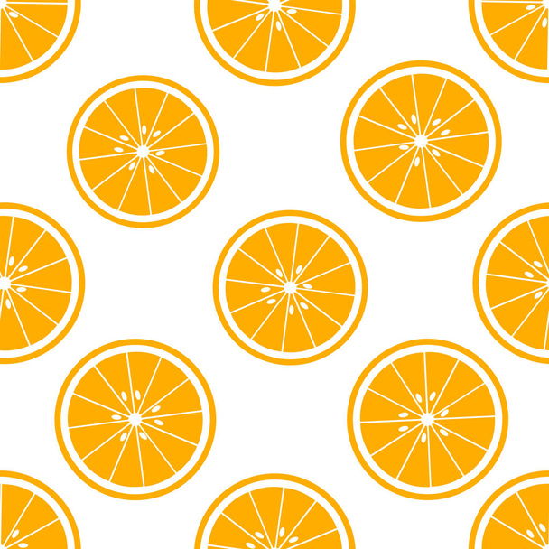 White vector seamless background with oranges slices. Vector illustration design for greeting card or template. - Vektör, Görsel
