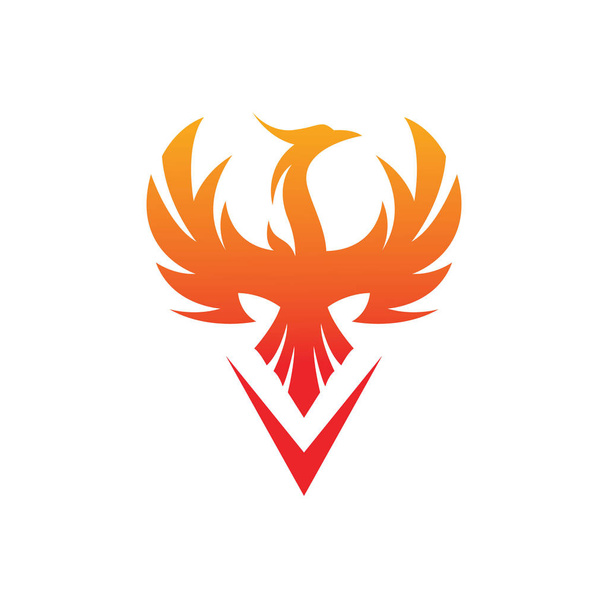 Uçan Phoenix Ateş Kuşu soyut logo tasarım vektör şablonu. Dove Eagle Logotype konsept simgesi. Oragne ve kırmızı renk kombinasyonu konsepti Vektör yüksek kaliteli tasarım - Vektör, Görsel