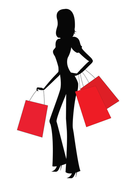 Silhouette of a woman. shopping - Vettoriali, immagini