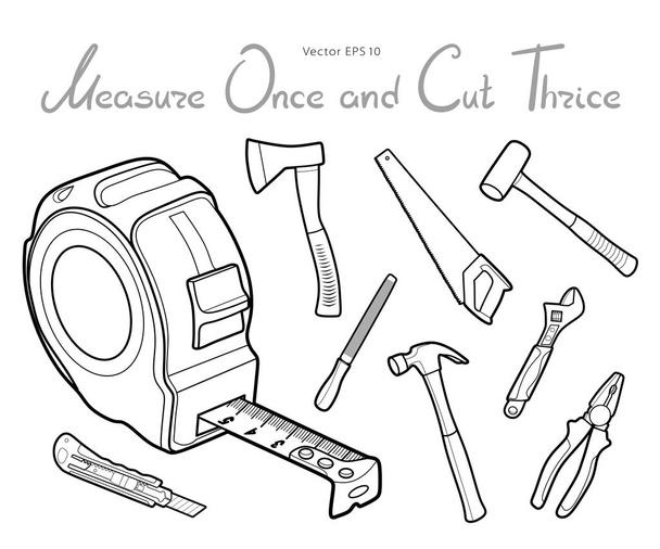 Working tools icon set vector illustration line art - Wektor, obraz