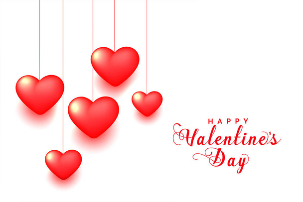 3d hanging red hearts valentines day background - Wektor, obraz
