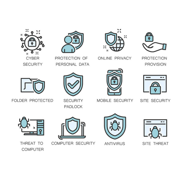 Cyber security icons.  - Vector, Image
