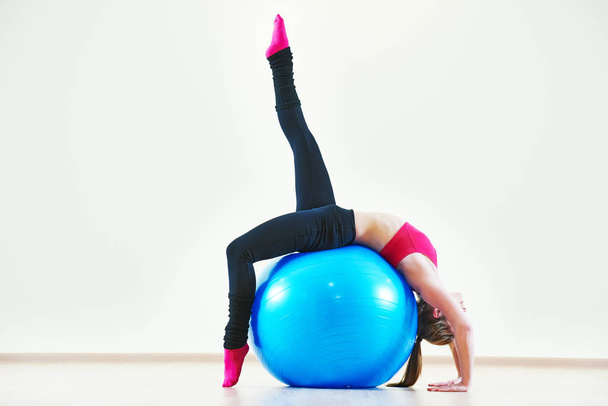 pilates exercises with fitness ball - 写真・画像
