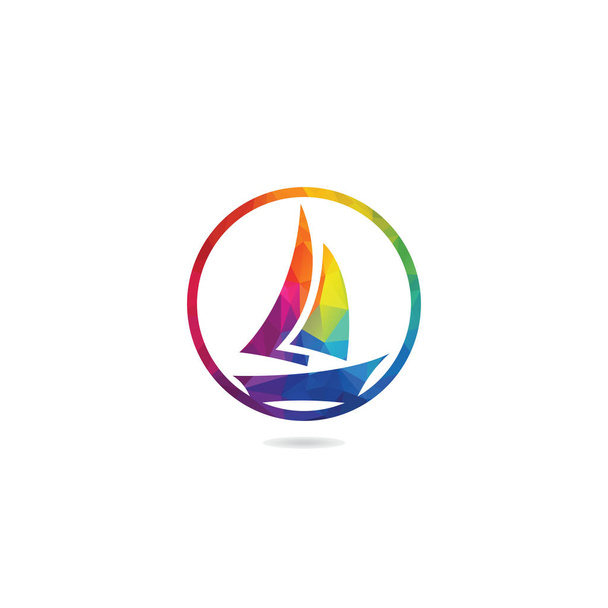 Projektowanie logo jachtu. Yachting club lub jacht sport zespół wektor logo projektu. Żeglarskie Mistrzostwa lub pływających morskich podróży adventure podróż turnieju. - Wektor, obraz