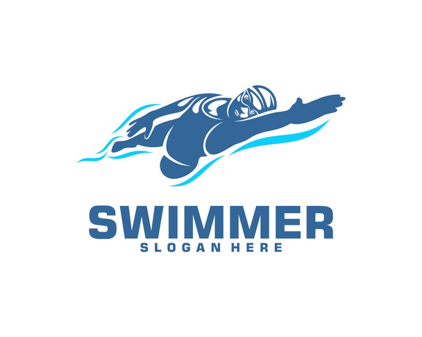 Zwemlogo ontwerpen vector, Creatief Zwemmer logo Vector - Vector, afbeelding
